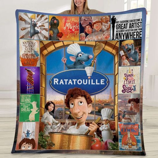 Ratatouille Movie Fleece Blanket, Disneyland Remy Rat Anyone Can Cook Blanket