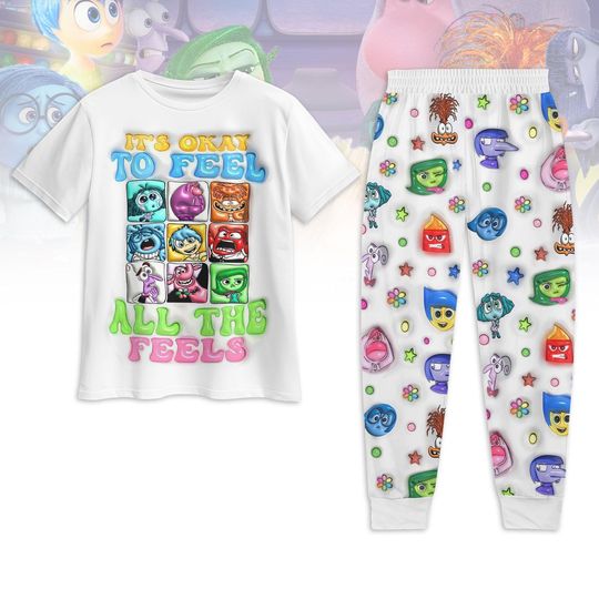 Disney Inside Out 2 Pajamas Set, It's Ok To Feel All The Feels Shirt