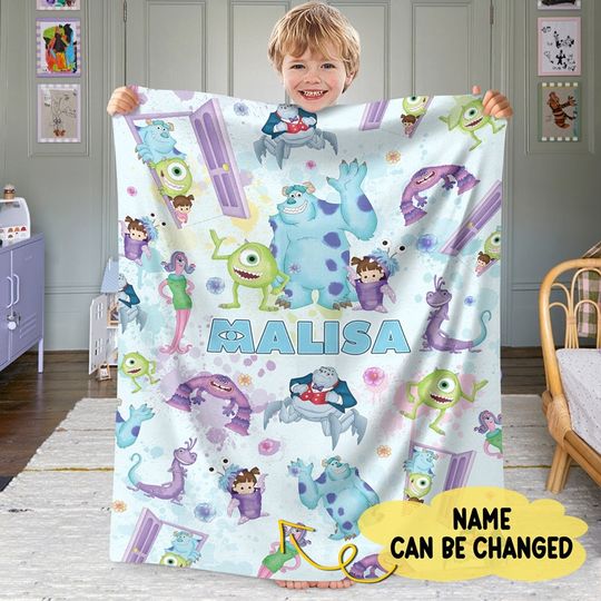 Personalized Watercolor Disneyland Monster Inc Blanket, Monsters University