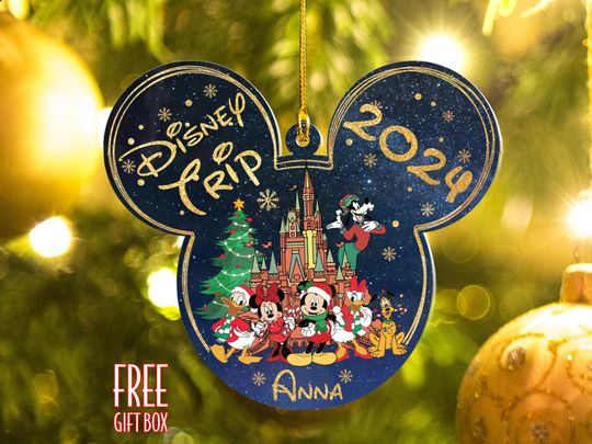 Personalized Disney Family Christmas Ornament, Mickey And Family Disney Trip 2024