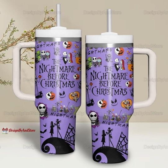 Jack And Sally 40oz Tumbler, Disneyland Couple Tumbler Cup, Nightmare Christmas Tumbler, Halloween Gift
