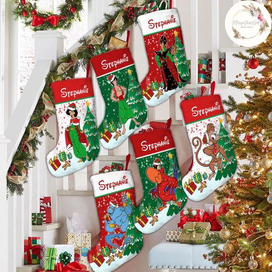 Personalized Disney Aladdin Christmas Stockings, Disney Princess Jasmine
