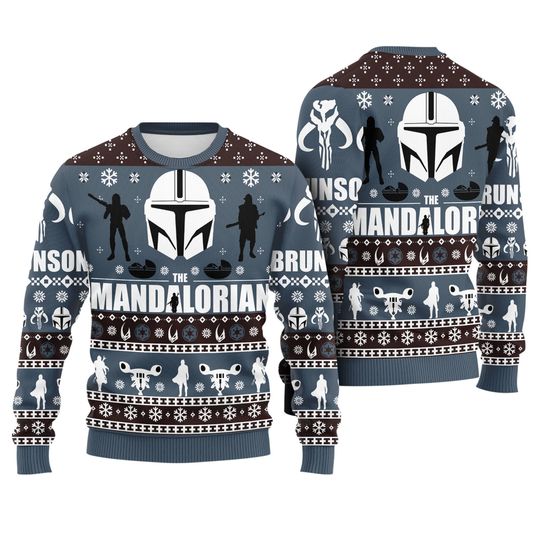 Disneyland Starwars The Mandalorian Christmas Ugly Sweater, Starwars Movie Xmas Sweater