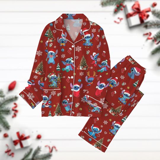 Stitch Christmas Pajamas, Disney Xmas Shirt, Lilo And Stitch Pajamas Family