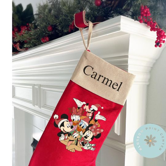 Custom Mickey and Friends Christmas stocking, Disney Christmas Stocking