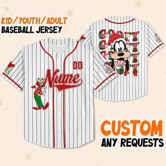 Personalize Goofy Xmas, Disney Christmas Baseball Jersey, Christmas Birthday Gift