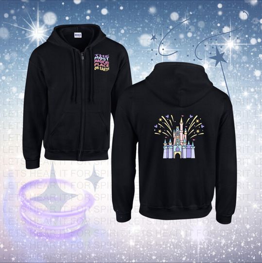 Disney Happiest Place on Earth, Disney Vacation Small World Double Sided Zip Hoodie, Disney Gift
