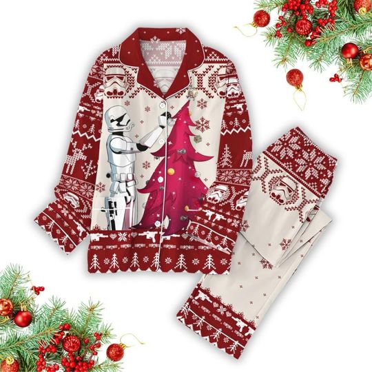 Christmas Stormtrooper Pajamas Set, Disney Star Wars Pajamas , Christmas Tree Pajamas