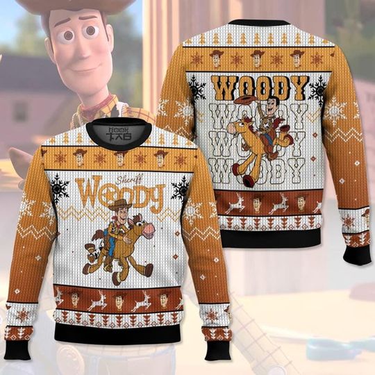 Woody Ugly Christmas Sweater, Disneyland Toy Story Ugly Christmas Sweater, Buzz Lightyear