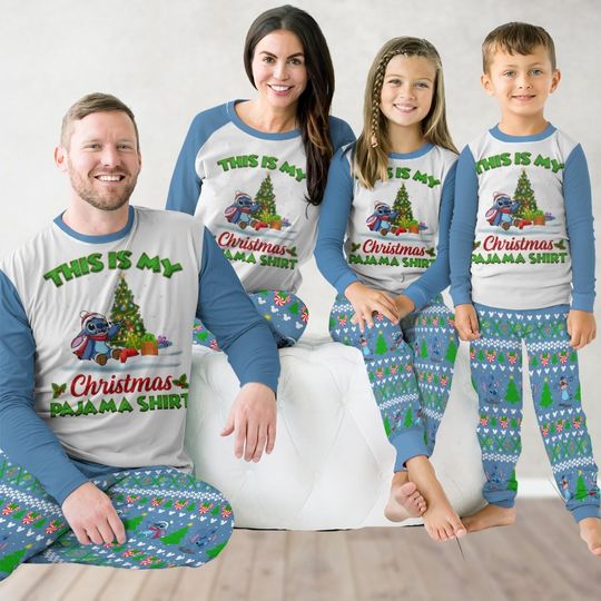 Christmas Stitch Family Matching Pajamas Set, Disney Christmas Pajamas, This Is My Christmas Pajamas Shirt