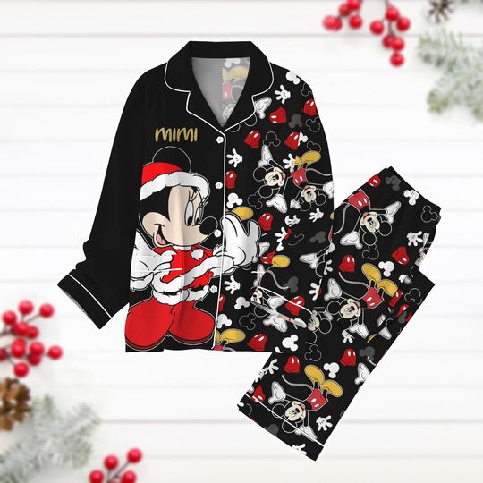 Custom Christmas Mickey Pajamas Set, Disney Mouse Holiday Pajamas