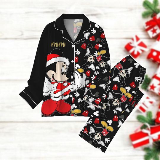 Christmas Mickey Mouse Pajamas Set, Disney Mouse Xmas Pajamas, Mickey Santa Holiday Pajamas