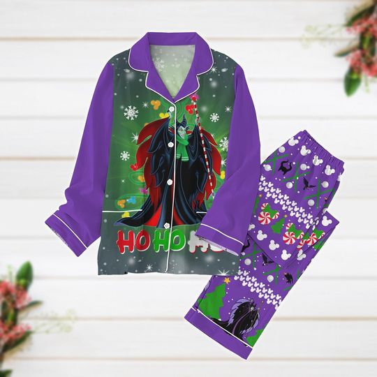 Christmas Pajamas, Maleficent Pajamas Set, Disney Villains Xmas Pajamas
