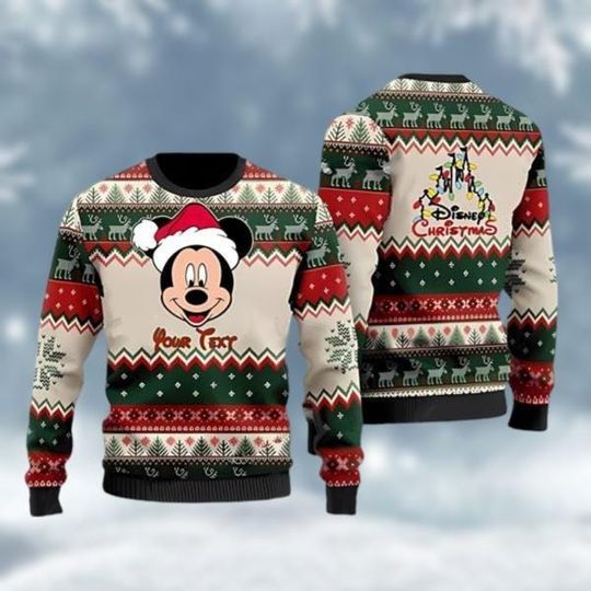 Christmas Personalized Mickey Ugly Sweater, Disney Mouse Xmas Sweater, Magic Kingdom Shirt, Disneyland Trip Holiday Sweater, Xmas Gift