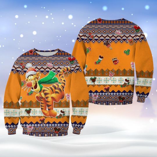 Winnie The Pooh Tigger Christmas Ugly Sweater, Disney Tigger Holiday Sweater