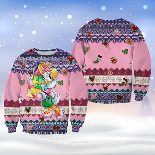 Daisy Duck Christmas Ugly Sweater, Disney Daisy Holiday Sweater
