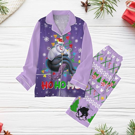 Ursula Ho Ho Ho Christmas Pajamas, Disney Villains Pajamas