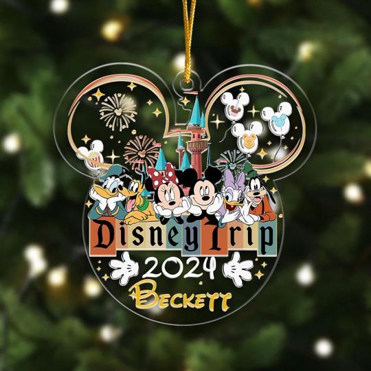 Personalized Mickey and Friends Disney Trip Ornament, Mickey Ear Ornaments