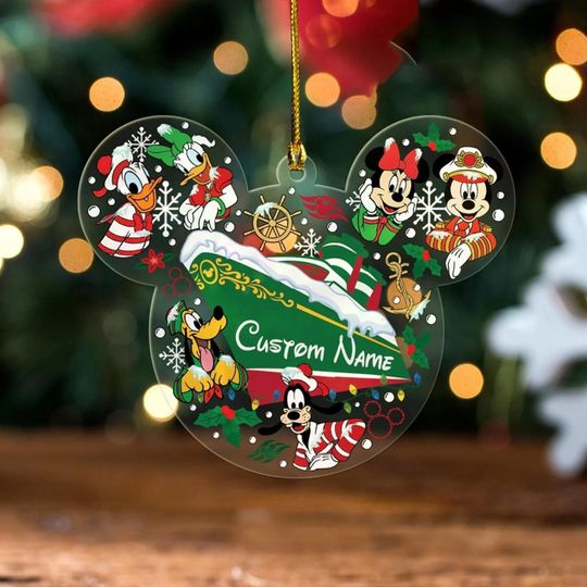 Custom Mickey Christmas Disney Cruise Ornament, Mickey Disney Cruise Ornament