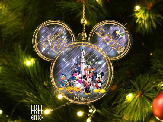Personalized Mickey and Friends Light Ornament, Disney Trip 2024 Christmas Ornament