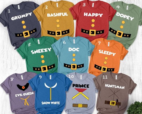 Seven Dwarfs Shirts, Seven Dwarfs,7 Dwarfs Costume Shirt,Christmas Party Shirt, Disney Group Shirts, Snow White