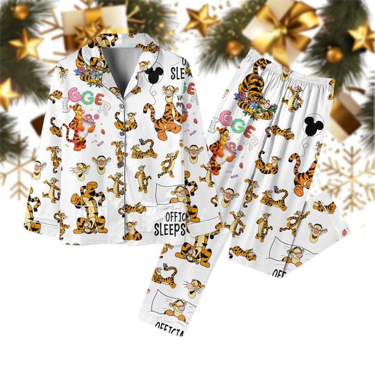 Christmas Tigger Pooh Pajamas Set, Winnie The Pooh Movie Pj Set, Disney Cartoon Santa Hat Pj Set Pants
