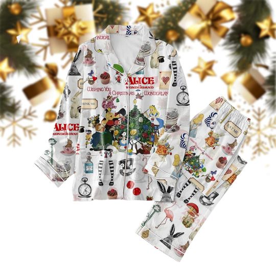 Christmas Alice In Wonderland Pajamas, Disney Alice Princess & Friends Xmas PJ Set, Disneyland Trip Family Holiday Outfits
