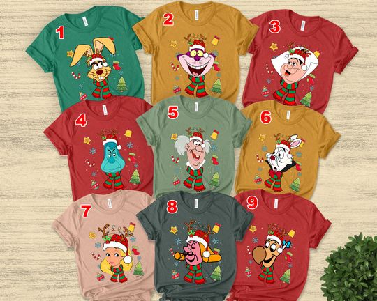 Disney Alice in Wonderland Characters Christmas Costume Shirt, Santa Christmas Shirt