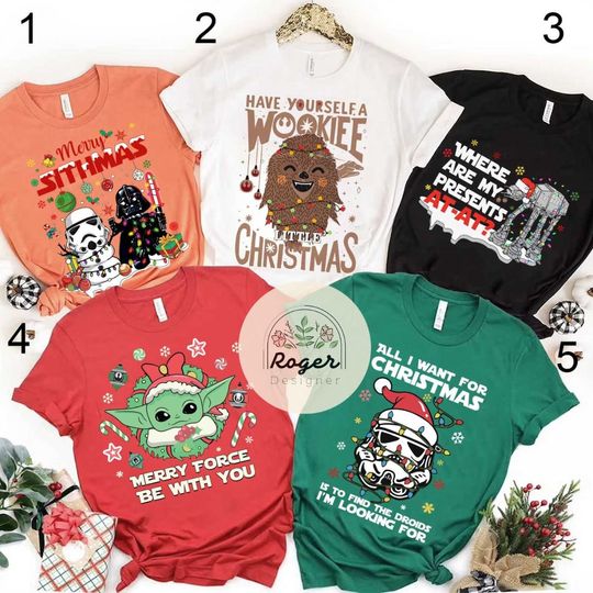 Star Wars Disney Christmas shirt, Wookiee Darth Vader Merry Sithmas, Xmas Star Wars family matching shirt