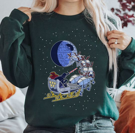 Star Wars Christmas Darth Vader Sleigh Ride Sweatshirt Star Wars Holiday Gift, Disney Christmas Vacation Sweatshirt