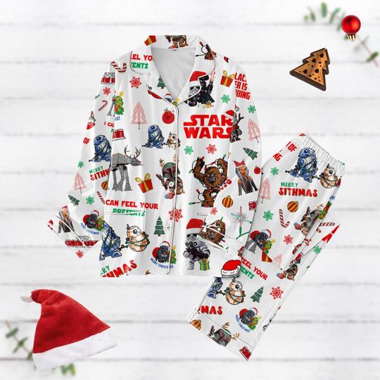 Christmas Star Wars Pajamas Set, Disney Movie Matching Pajamas, Midnight Shirt, Holiday Pajamas