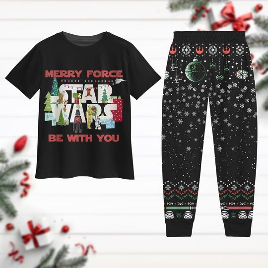 Star Wars Christmas Tshirt And Pajamas Pants, Darth Vader Holiday Pajamas Set, Disney Xmas Pajamas