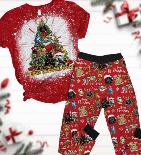 Christmas Star Wars Tree Pajamas Set, Disney Movie Xmas Shirt, Darth Vader Stormtrooper Pajamas Pants