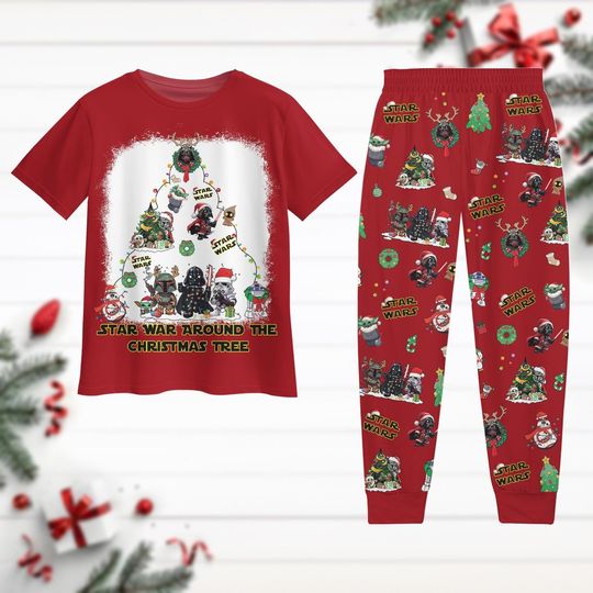 Disney Star Wars Christmas Pajamas, Darth Vader Holiday Pajamas Set, Christmas Tree Shirt
