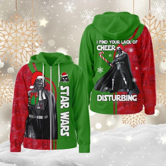 Star Wars Christmas 3D Zip Hoodie, Darth Vader Trendy 3D Zip Hoodie, Disney Star Wars 3D Zip Hoodie, Christmas Party 2024