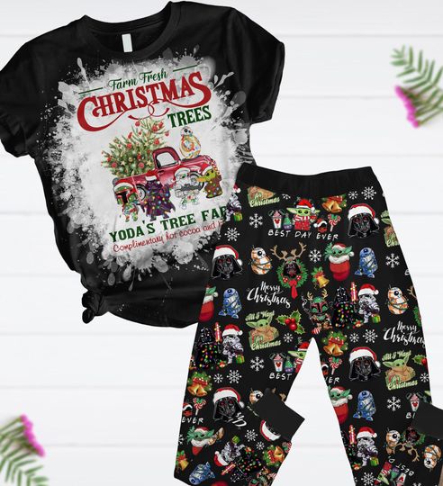 Christmas Star Wars Pajamas Set, Disney Movie T-Shirt And Pants