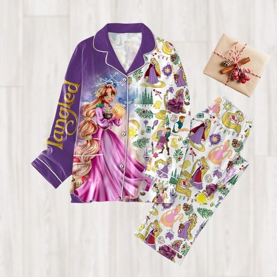 Disney Princess Christmas Pajamas, Rapunzel Princess Pajamas Set, Tangled Movie
