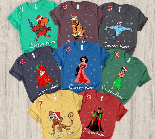 Disney Aladdin Characters Christmas Lights Shirt, Santa Genie
