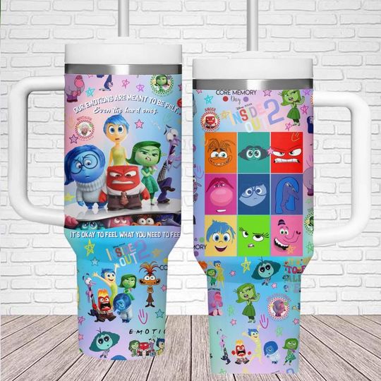Inside Out Tumbler Cup, Inside Out Movie Tumbler 40oz, Disney Pixar Steel Tumbler