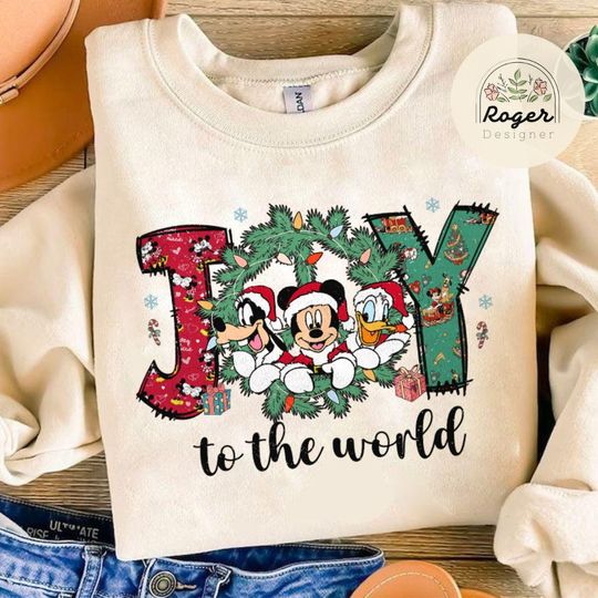 Joy To The World Sweatshirts, Mickey & friends Disney Christmas Family Sweatshirts