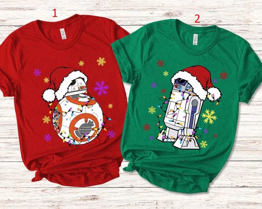 Cute Santa, Couples Christmas Shirt, Funny Disney Star Wars Couples Xmas Light Shirt