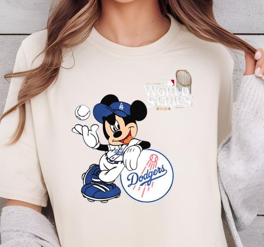 Mickey Mouse LA Dodgers Baseball World Series Shirt, Adult Disney Baseball Shirt