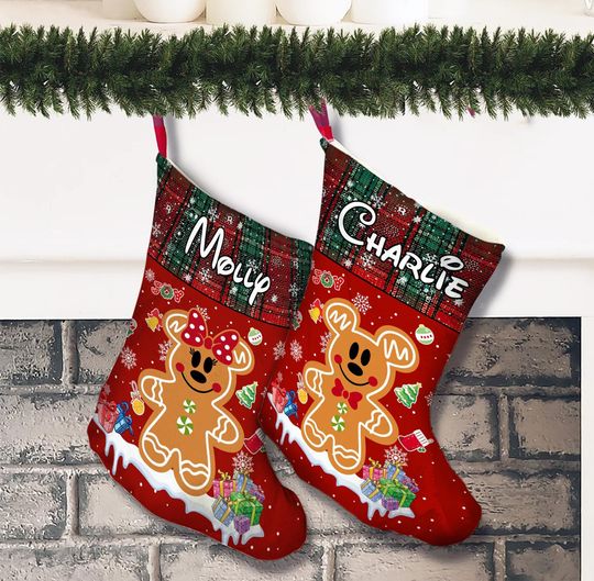 Personalized Disney Gingerbread Christmas Stocking, Stocking With Name