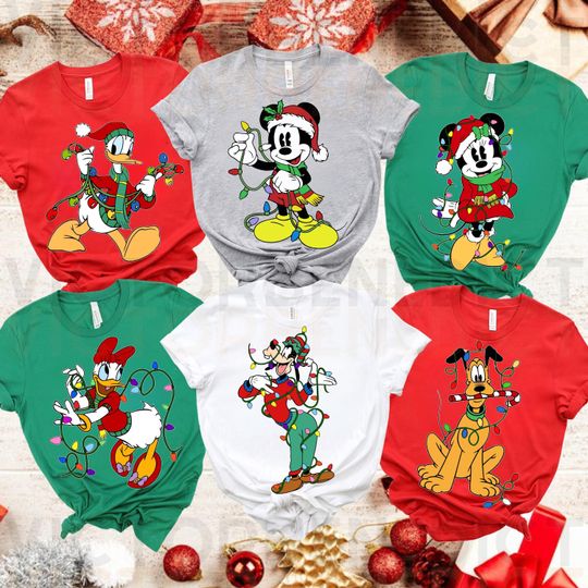 Disney Mickey and Friends Christmas Light Family Matching Shirt