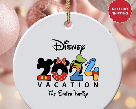 Family Vacation 2024, Disney Vacation Ornament, Disneyworld Keepsake, Mickey and Friends Ornament, Personalized Disney Christmas Gifts