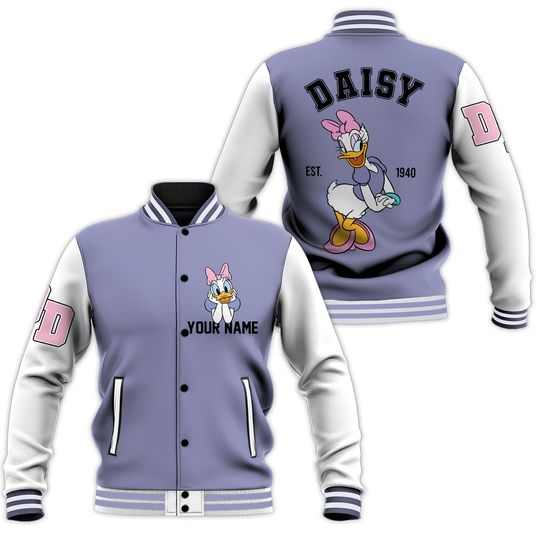 Personalize Disney Vintage Daisy Duck, Adult Varsity Jacket, Personalized Disney