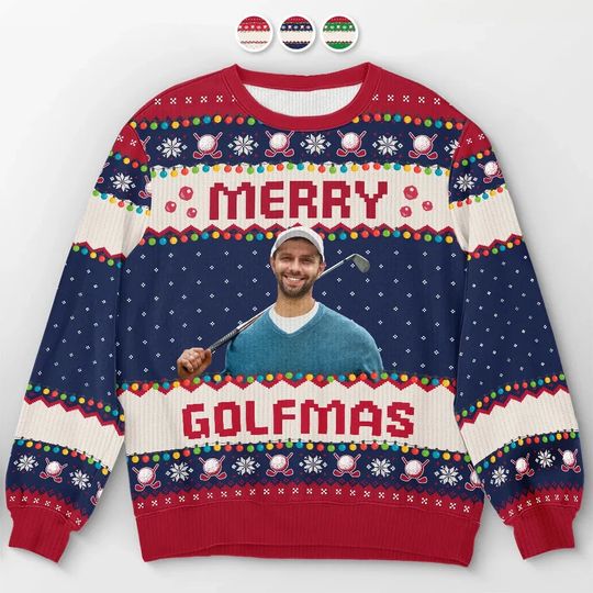 Custom Photo Wishing You Birdies And Holiday Cheer - Sport Personalized Custom Ugly Sweatshirt