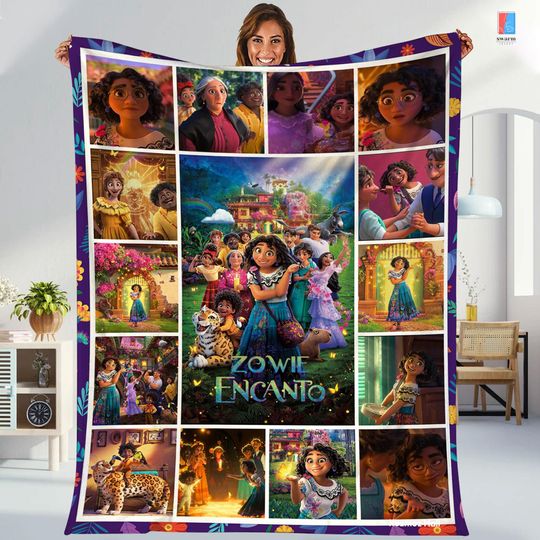 Personalized Disneyland Encanto Fleece Blanket, Custom Name Encanto Blanket