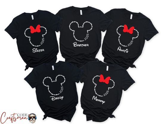 Disney Trip 2025, Disney Family Shirts, Custom Family Disney T-Shirts, Minnie Mouse Tees, Matching Disney Group Shirt