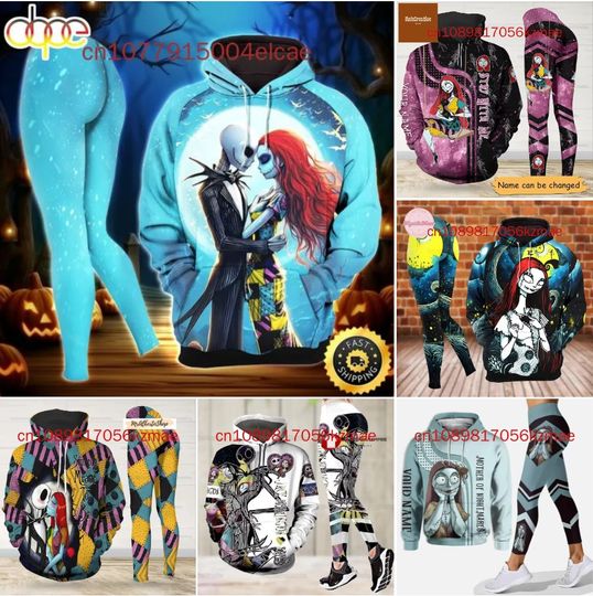 Disney Sally Hoodie And Leggings, Custom Nightmare Before Christmas Hoodie Leggings